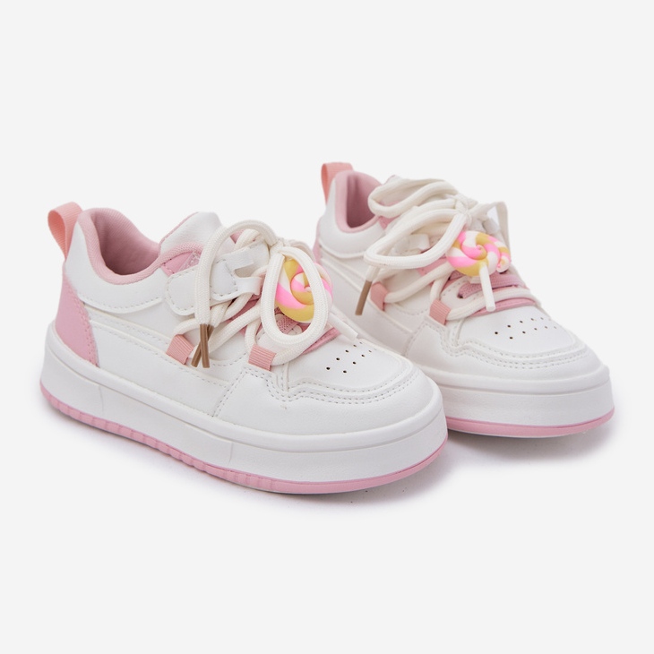 Klettbauer Kinder-Turnschuhe mit einem Pin-Pink-Lollipop weiß 1