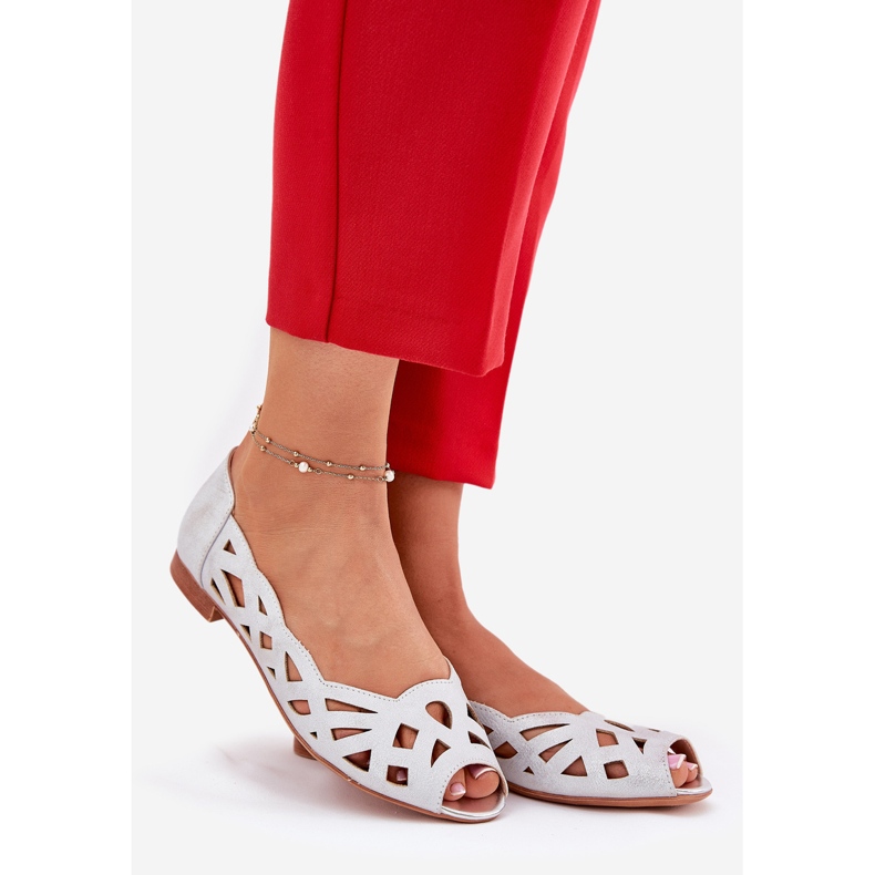 Jezzi Silber offene Ballerinas mit nackten Fingern 1