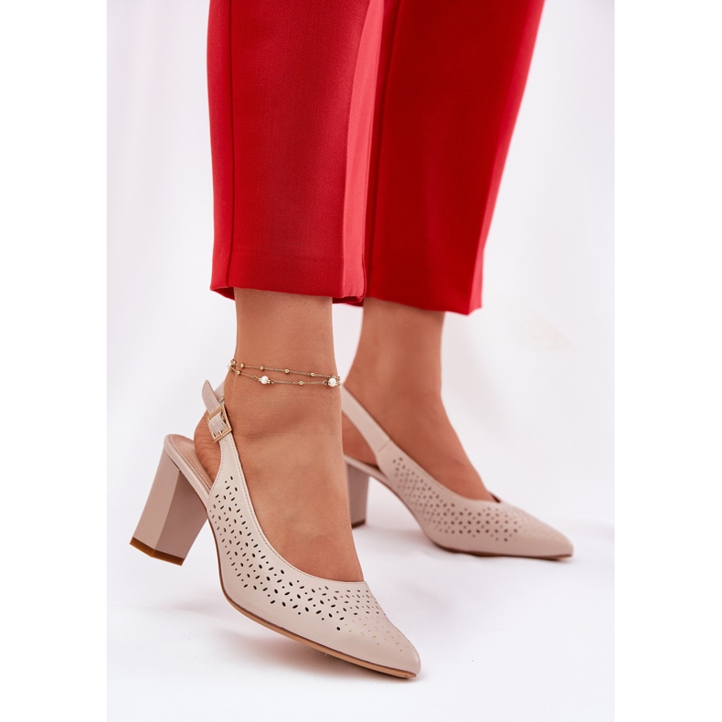 Openwork -Sandalen mit spitzen Zehen am Sergio Leone SK163 Sergio SK163 Post beige 2