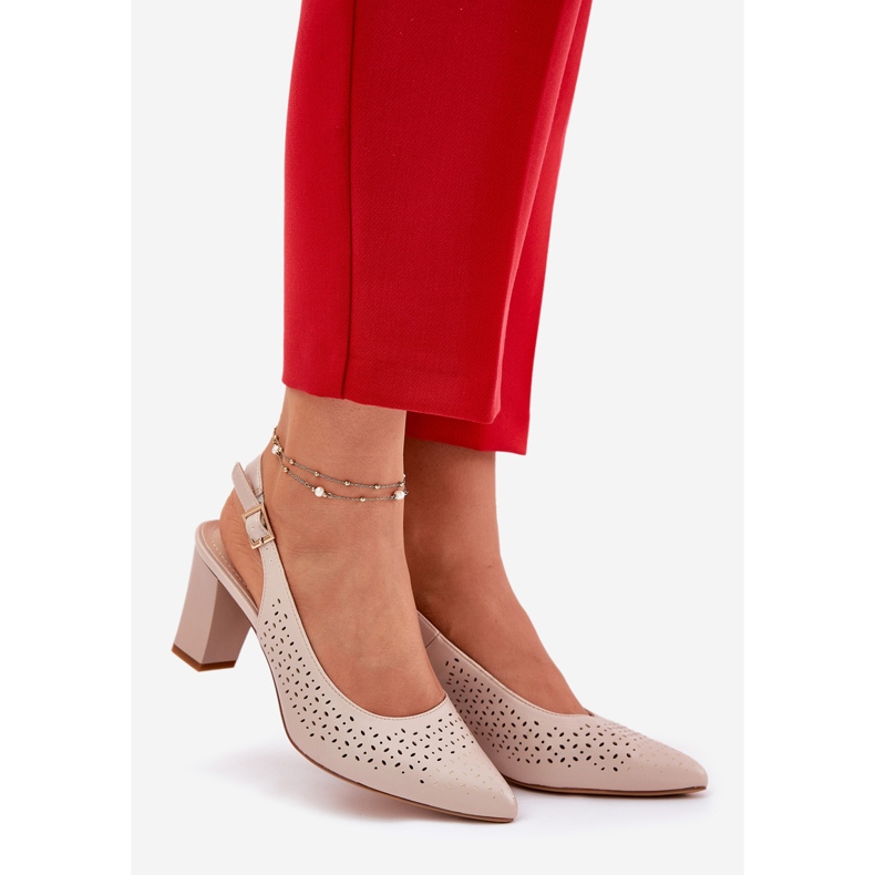 Openwork -Sandalen mit spitzen Zehen am Sergio Leone SK163 Sergio SK163 Post beige 1