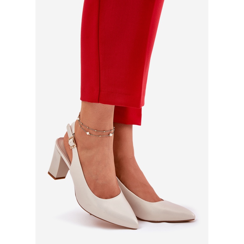 Bequeme Pumpen auf dem Sergio Leone SK162 Perlenpfosten beige 1