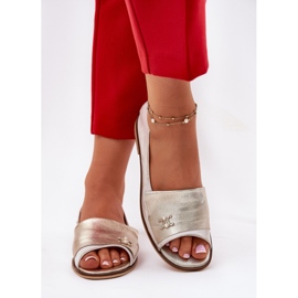 Leder elegante Ballerinas mit nackten Fingern Zazoo 1865 Zloty Wischt golden 2