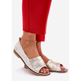 Leder elegante Ballerinas mit nackten Fingern Zazoo 1865 Zloty Wischt golden 1