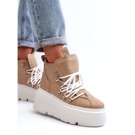 Zazoo 3416 Damen-Sportschuhe aus Leder, Beige 5