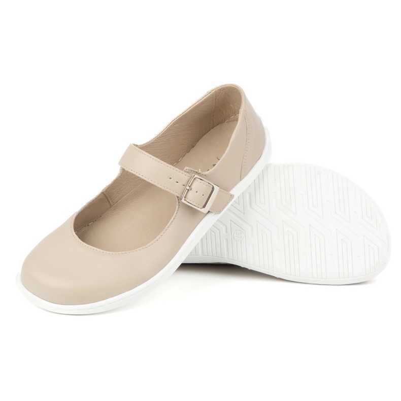 Barfuß Frauen Ballerinas Olivier 1286 - Lederschuhe mit einer Schnalle für alltägliche und elegante Stylisationen Beige 1