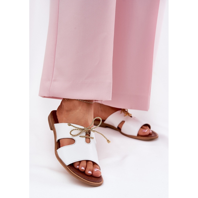 Frauen Lederflip Flops Zazoo 3022 Weiß 2