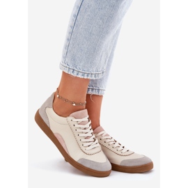 Frauen Leder -Sneaker Zazoo N1220 Beige 1
