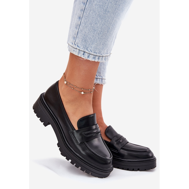 Evento Klassische Frauen -Slipper mit Öko -Lederschwarz 1