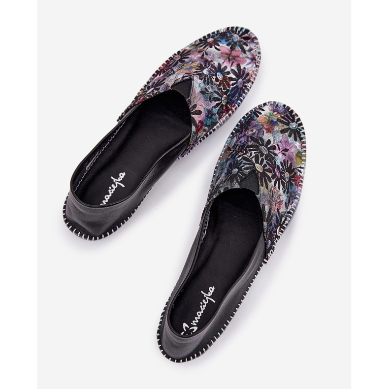 Leder-Ballerinas mit einem Muster Maciejka T1930-39 Schwarz 2