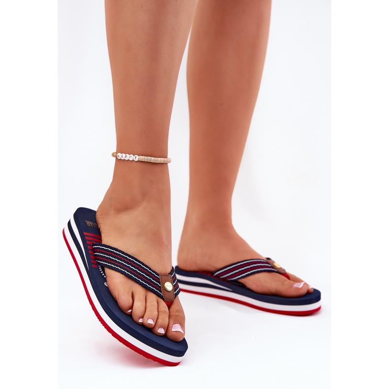 Damen Flip -flops Flip -Flops auf Keil Big Star RR274A126 Navy Blue blau 2