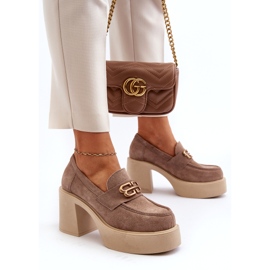 Zazoo 20170 Wildlederschuhe auf einem dicken Post Beige 4