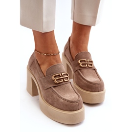 Zazoo 20170 Wildlederschuhe auf einem dicken Post Beige 3