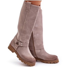 Overknee-Stiefel für Damen aus Wildleder Lewski 3615 Cappucino 6