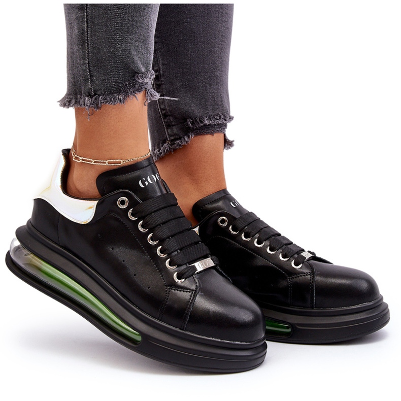 Turnschuhe Sport Frauen Leder Goe Nn2N4030 Schwarz 6