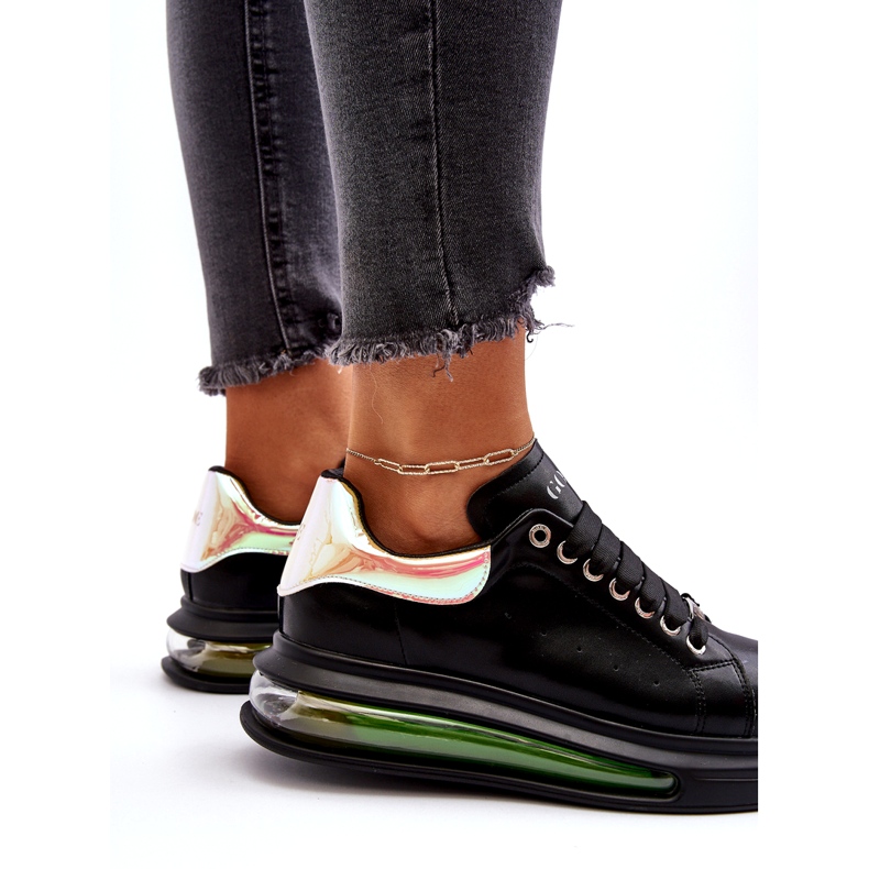 Turnschuhe Sport Frauen Leder Goe Nn2N4030 Schwarz 5