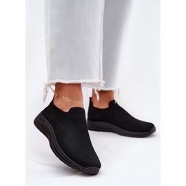 Schwarze Slip-On-Sportschuhe für Damen aus Stoff 2