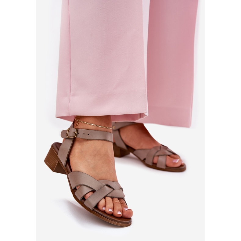 Ledersandalen mit einem zarten Zazoo 40372 dunkel -tragend beige 1