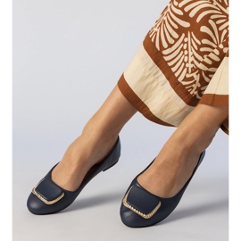 Dunkelblaue Frauen -Ballerinas mit Zirkonen 1