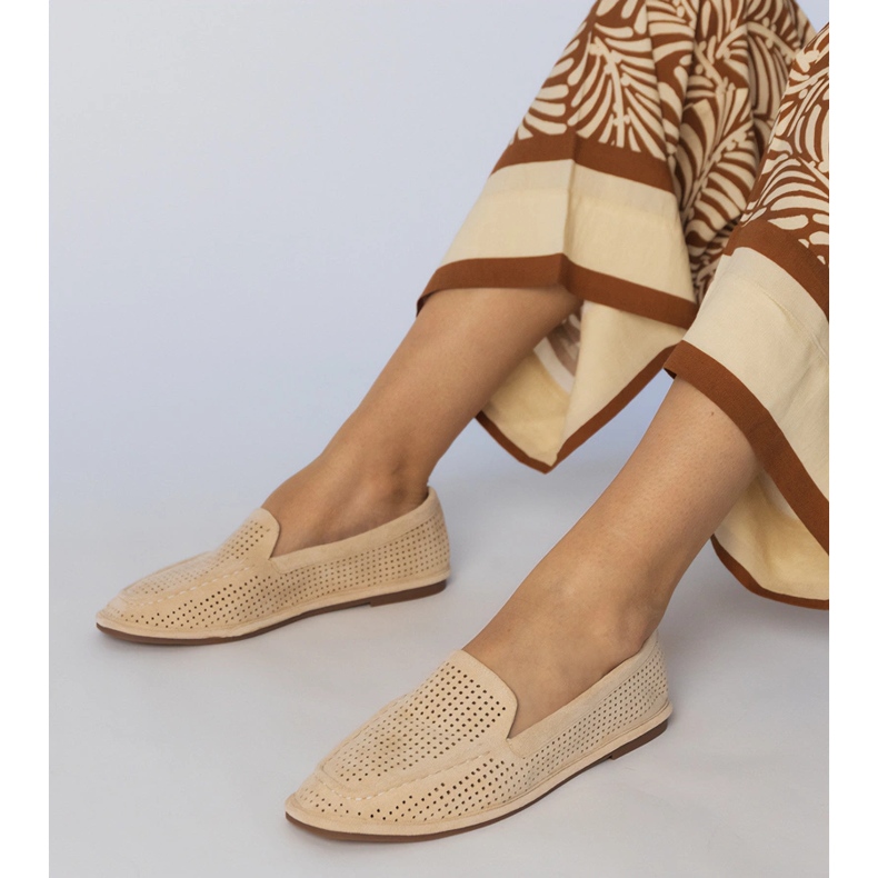 Beige Openwork -Slipper aus Ekozamszu 1