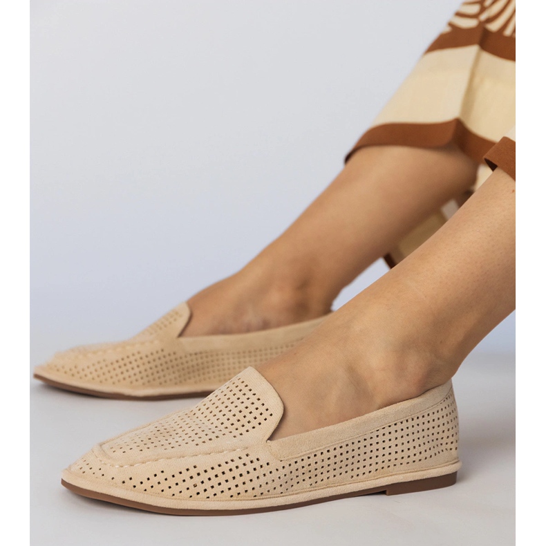Beige Openwork -Slipper aus Ekozamszu 2