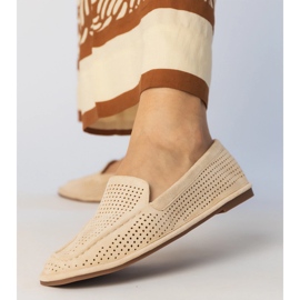 Beige Openwork -Slipper aus Ekozamszu 4