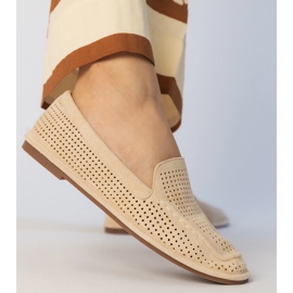 Beige Openwork -Slipper aus Ekozamszu 6