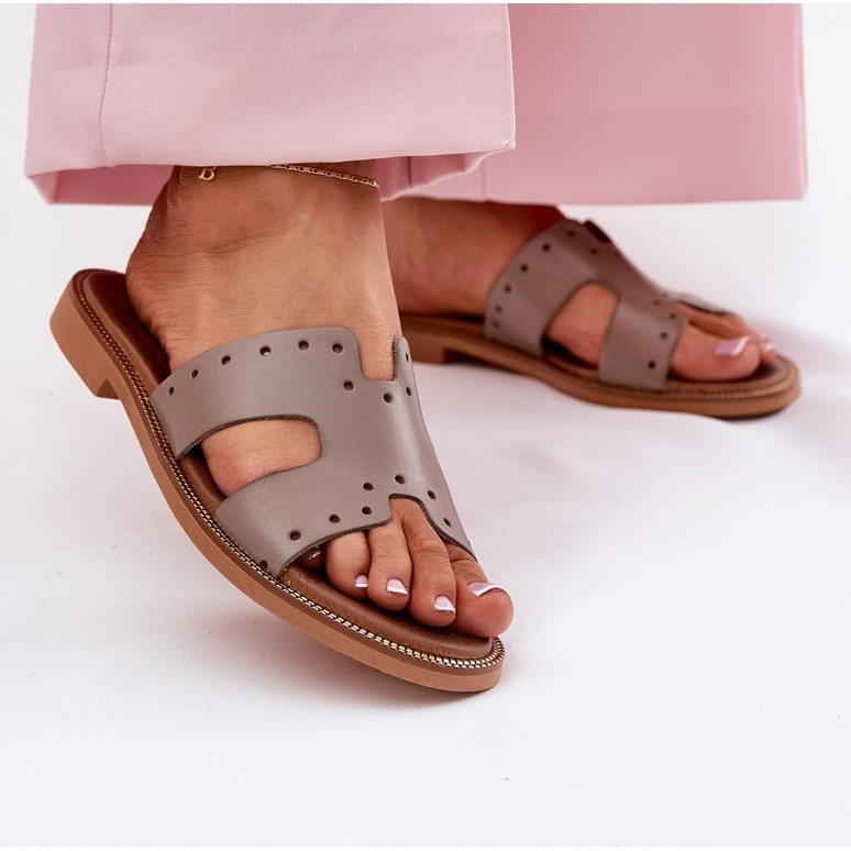 Zazoo 40326 Frauenschuhe mit dekorativen Ausschnitten dunkler Segen beige 2