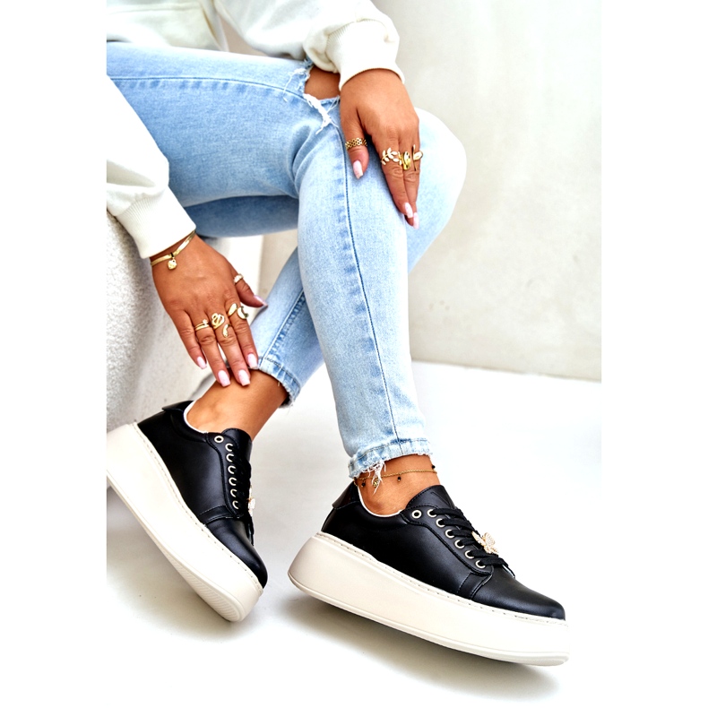 Vinceza Leder -Turnschuhe auf der Plattform mit einem rosa Vincez 89101 Schwarz 5