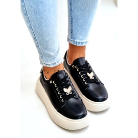 Vinceza Leder -Turnschuhe auf der Plattform mit einem rosa Vincez 89101 Schwarz 3