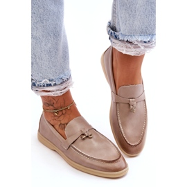 Gray Leder -Ladungsanlagen für Frauen beige 1