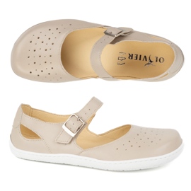 Barfuß Barfuß Frauen Olivier 1284 - Lederschuhe mit einer Schnalle für alltägliche und elegante beige Stylisationen 7
