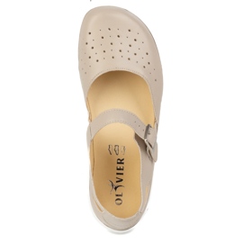 Barfuß Barfuß Frauen Olivier 1284 - Lederschuhe mit einer Schnalle für alltägliche und elegante beige Stylisationen 5
