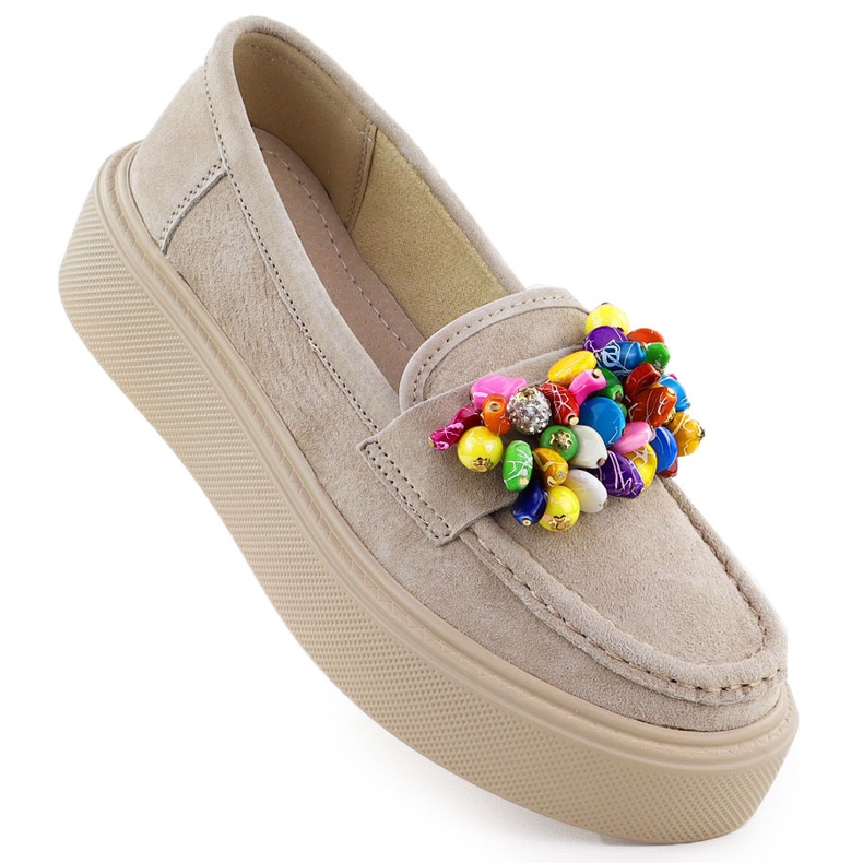 Lederbader auf der Plattform mit Beige beige Filippo DP6765 2