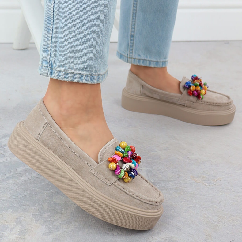 Lederbader auf der Plattform mit Beige beige Filippo DP6765 5