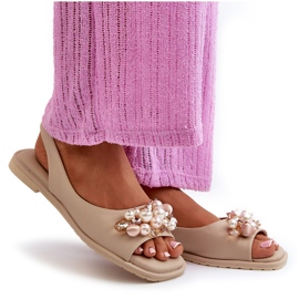 Damensandalen mit Verzierungen S.Barski KV27-004 Beige 4