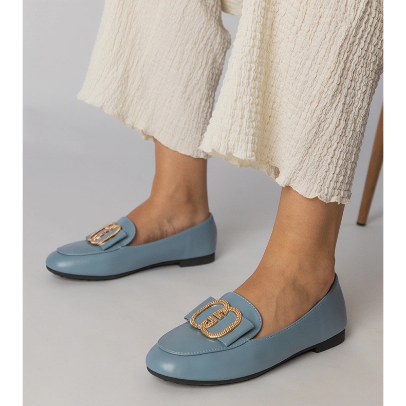 Blue Damen -Slipper mit goldener Dekoration blau 1