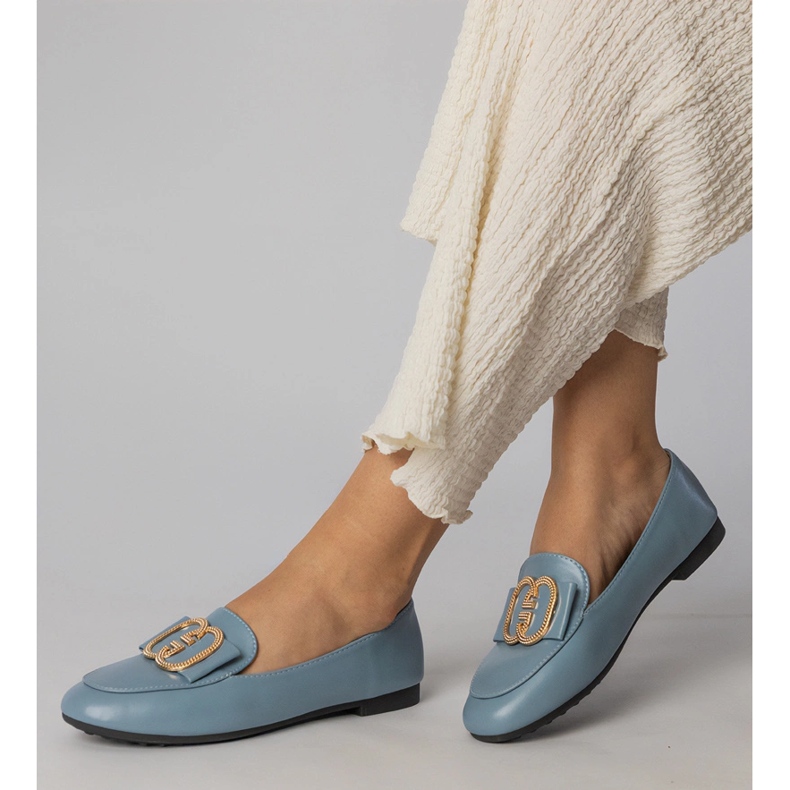 Blue Damen -Slipper mit goldener Dekoration blau 2