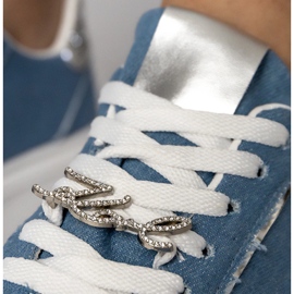 Denim -Turnschuhe mit Glitzer und Zirkonen dekoriert blau 4