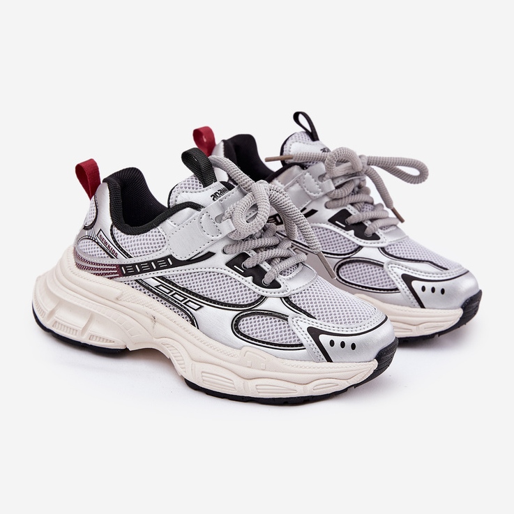 Kinder -Turnschuhe auf einem dicken alleinigen Silber Xairana silber- 1