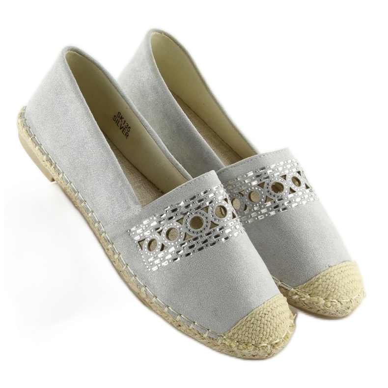 Graue Espadrilles für Damen SK135 Silber 1