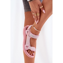 Frauenmaterial Sandalen für Klettverschluss Lee Cooper LCW-25-34-3561L Pink rosa 6