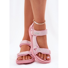 Frauenmaterial Sandalen für Klettverschluss Lee Cooper LCW-25-34-3561L Pink rosa 3