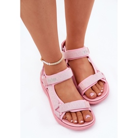 Frauenmaterial Sandalen für Klettverschluss Lee Cooper LCW-25-34-3561L Pink rosa 5
