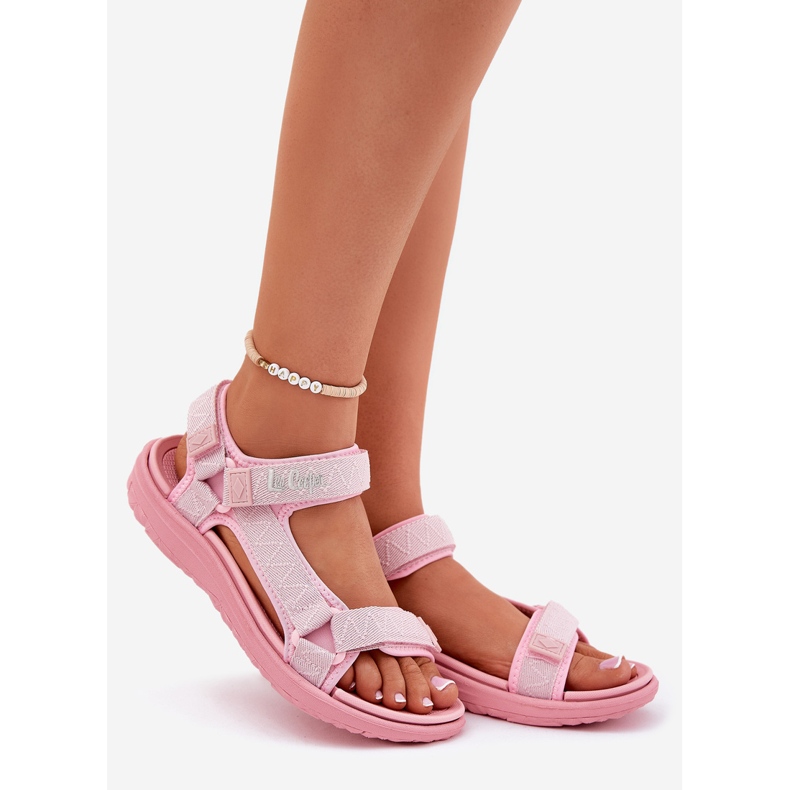 Frauenmaterial Sandalen für Klettverschluss Lee Cooper LCW-25-34-3561L Pink rosa 1