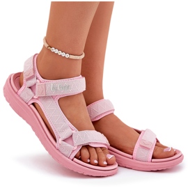 Frauenmaterial Sandalen für Klettverschluss Lee Cooper LCW-25-34-3561L Pink rosa 8