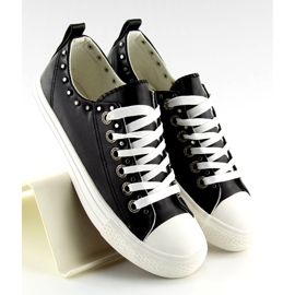 Schwarz SM-2738 Schwarze Damen-Sneakers mit Nieten 1