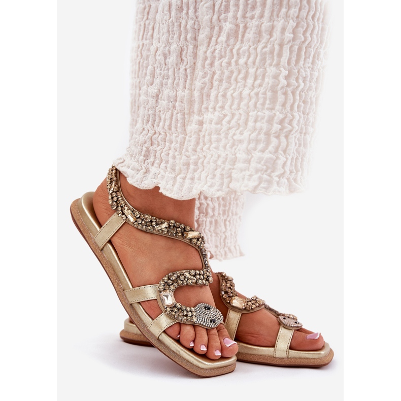 ARTIKER Frauensandalen mit Dekoration Eco Lederschlauch Artker 56C1362 Gold golden 1