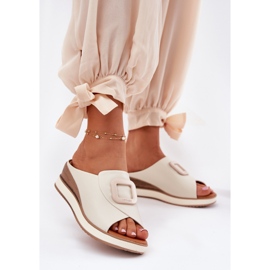 Frauen Leder Flip Flops Artiker 56C2145 Leicht Beige 2