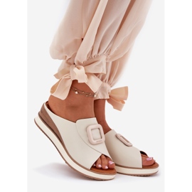 Frauen Leder Flip Flops Artiker 56C2145 Leicht Beige 1