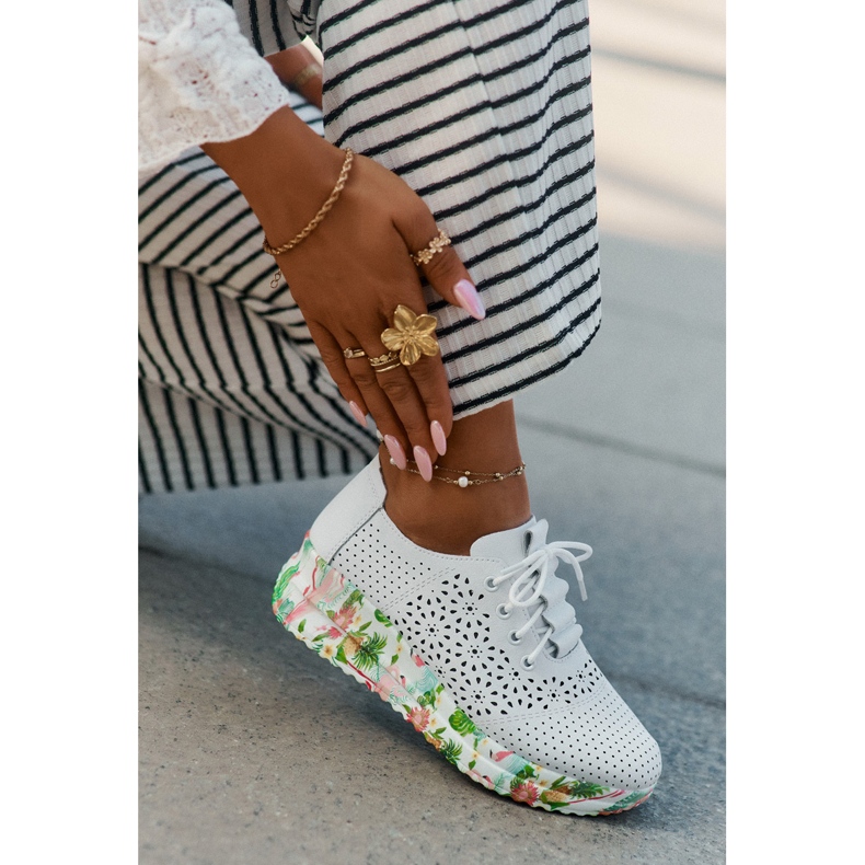 Leder offene Frauenschuhe für den Artiker 56C1532 Weiß 2